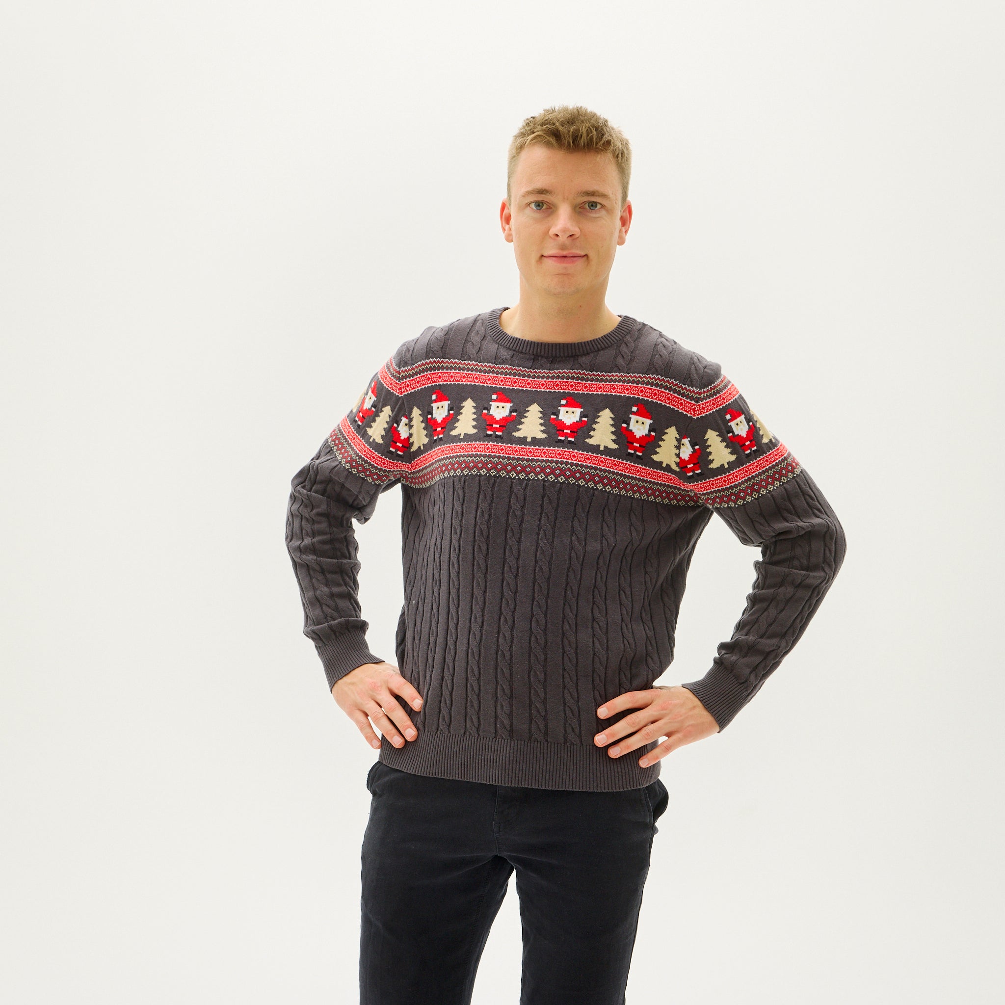Santa's Cable Knit Sweater - Heren.